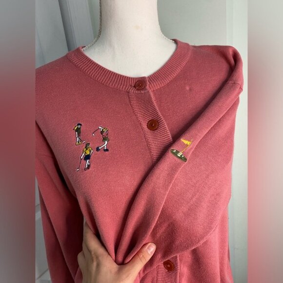 Vintage Plum-Pink Pivot Rules Golf Cardigan - Picture 4 of 7